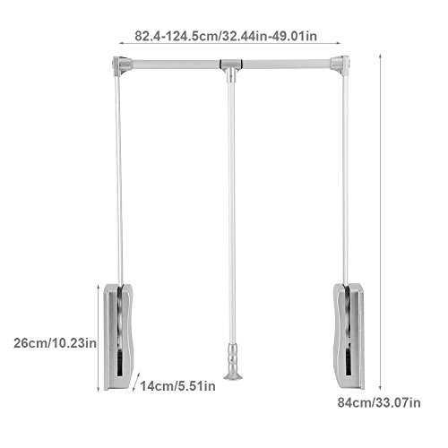 Adjustable Pull-Down Closet Rod, Wardrobe Lift Organizer Clothes Hanging Rail Closet Hanger Soft Return Space Saving(830-1150Mm) #TOP2