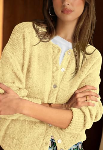 Image of PRETTYGARDEN Long Sleeve Crewneck Button Down Womens Sweaters Fall Open Front Chunky Cardigan Sweaters for Women 2026
