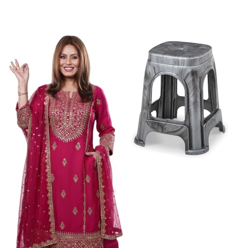 Image of MAHARAJA Strong & Durable Stool | Modern Beige Polypropylene Stackable Stool | Set of 1, Pre-Assembled (Silver, Pack of 1)
