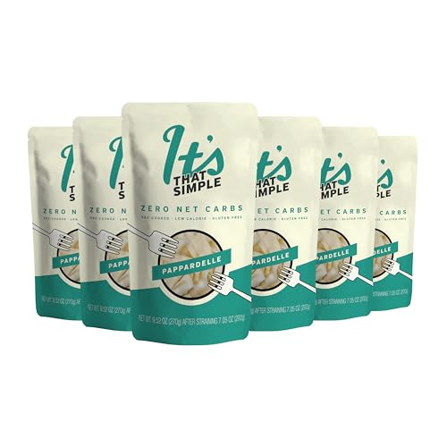 It’s Skinny Pappardelle Pasta – Low Carb Pasta, Gluten Free, Keto & Vegan-Friendly, Shirataki Konjac, Sugar-Free, High in Fiber, Only 4.5 Calories Per Serving, Ready in 2 Minutes (6 Packs)