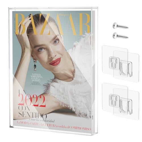 Clear Display Case for Magazine Book Acrylic Magazine Book Frame Wall Mount Collectible Magazine Book Storage UV-Protection Display Magazine Book Showcase (11 x 8.6 x 0.75)