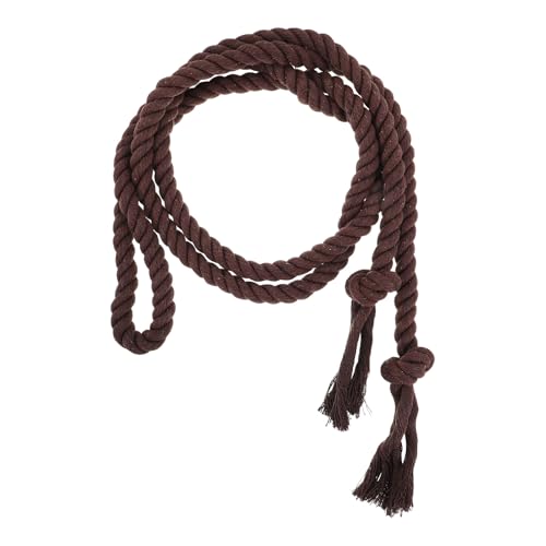 Lurrose Ceinture en Coton Tissé pour Homme, Corde de Taille Longue avec Pompons Décoratifs, Ceinture Médiévale Ajustable pour Pantalon, Corde de Costume Monastère, Accessoire Religieux