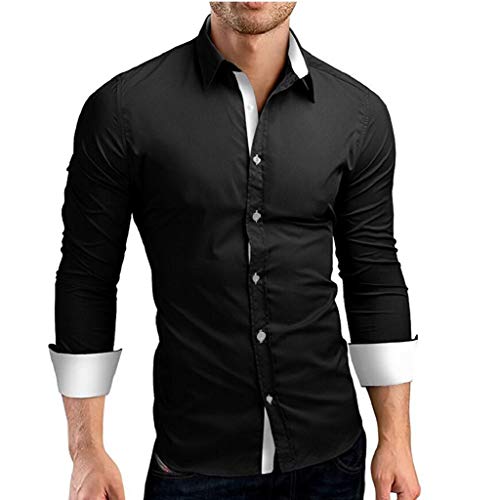 Luckycat Hombre Camisa Manga Larga Slim Fit Camisa Hombre Manga Larga Camisas...