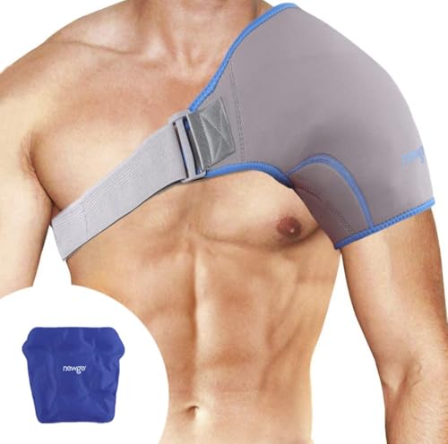 NEWGO Shoulder Ice Pack Rotator Cuff Cold Therapy, FSA HSA Eligible, Shoulder Ice Pack Wrap Cold Pack for Pain Relief, Recovery After Surgery, Sore Muscles, Tendonitis- Gray
