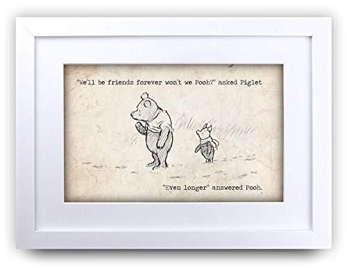 HWC Trading FR Winnie the Pooh Friends Forever A4 Framed Printed Quote Nursery Print Baby Shower Room Gifts New Born Bedroom Gift Print Photo Picture Frame Display