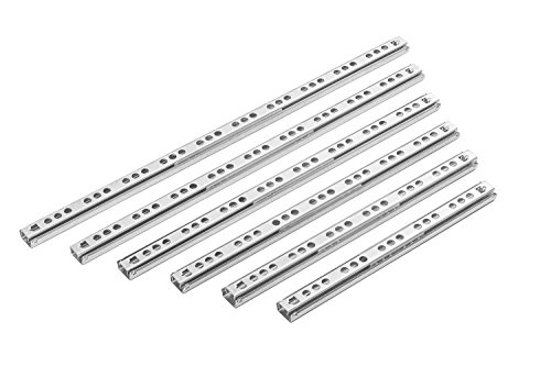 10 Pares GedoTec Barra telescópica Rieles telescópicos Extracto de bola Guía para 17 mm Galvanizado con acero Extensión parcial Capacidad carga 12 kg Longitud: 182 - 342 aprobado Calidad marca