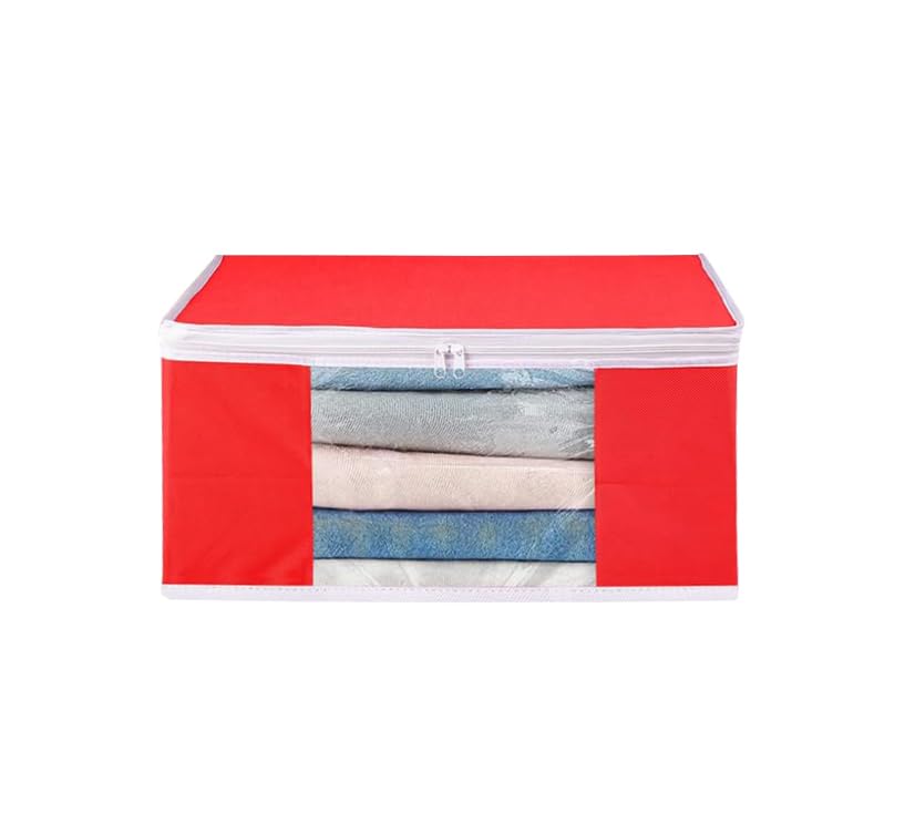 Image of Saree Cover Set of 01 Non-Woven Fabric Clothes Organiser for Wardrobe with Transparent Window & Double Zip Clothes Storage Bag, Garment Cover SC XL Large GCVETR8249653486192725876