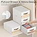 Easortm Stackable Storage Drawers - Pull Out Storage Bins with Drawers for Closet Clothes Organizers with Weekly Labels & Clear Window, Closet Shelf Storage for Bedroom, Living Room, 5 Pack, White