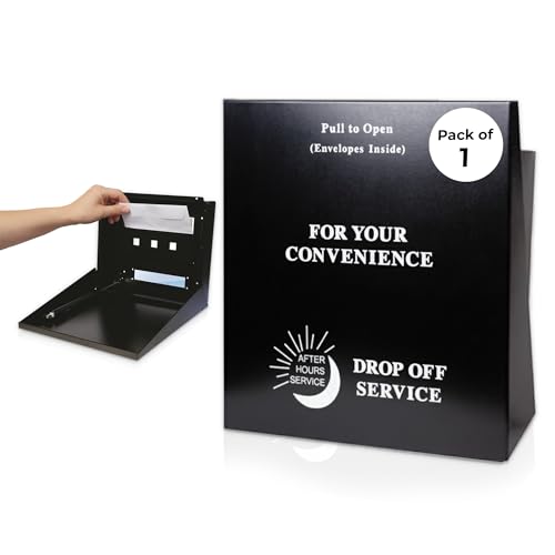 Professional Grade Night Drop Box – Heavy Duty Steel After Hours Box with Self-Closing Hydraulic Arm, Weather-Resistant Construction - Front (17-5/8" x 18-3/4"),Back (14" x 16"),Depth (4") - Pack of 1