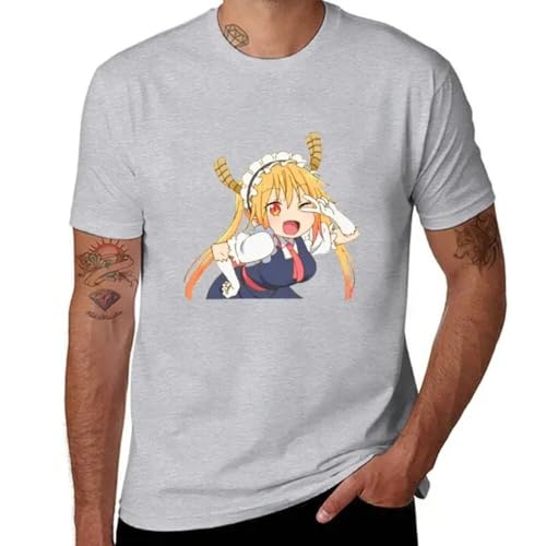 T-Shirt Miss Kobayashi's Dragon Maid blanc et gris pour homme en coton doux