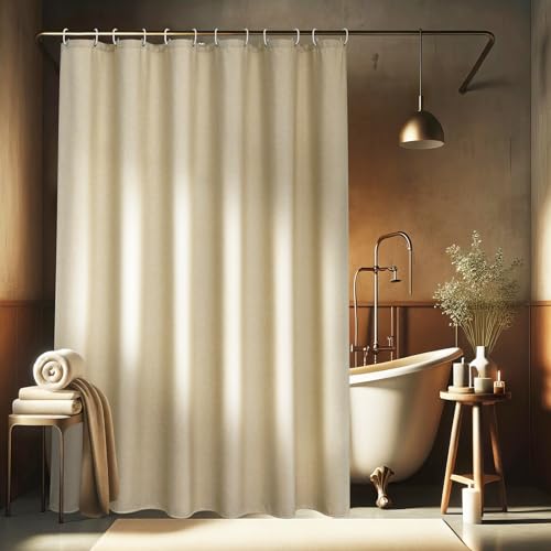 EurCross Leinen Texturiert Duschvorhang 180x200 Beige Textil, Schwerer...