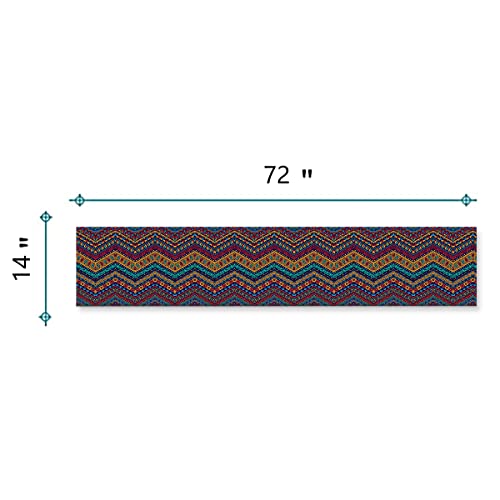 Colorful Ethnic Pattern Table Runner Geometric Mexican Art Cotton Linen Table Runners Farmhouse Home Decor For Kitchen Dinner Party Holidays (14X72 Inches ) #TOP1