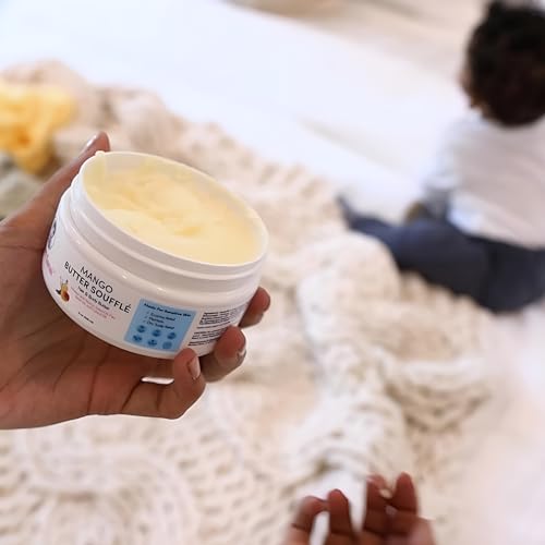 Reagan Sanai Organic Mango Butter Soufflé Whipped Body Butter/Hair Butter - Skin Moisturizer with Vitamin E for Skin Care - Baby Magic Creamy Whipped Butter for Haircare/Body Moisturizers