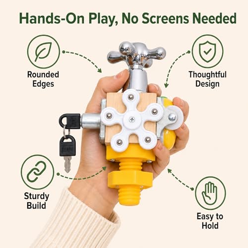 Image of Busy Cube for Toddlers, Activity Cube with Switch, Spinner & Lock Key
