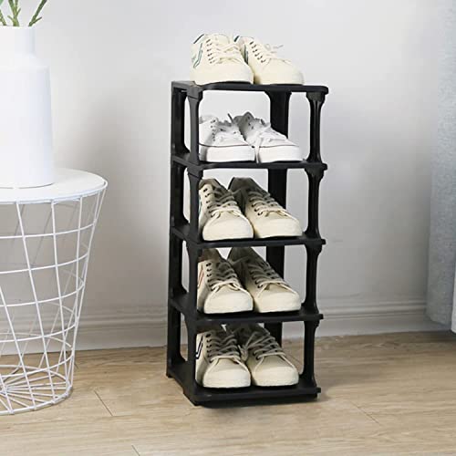 Senhill 5 Niveaux Étagère à Chaussures Plastique Organisateur de Stockage de Chaussures Étagère à Chaussures empilable pour l'entrée de la Chambre à Coucher (Noir) Cover