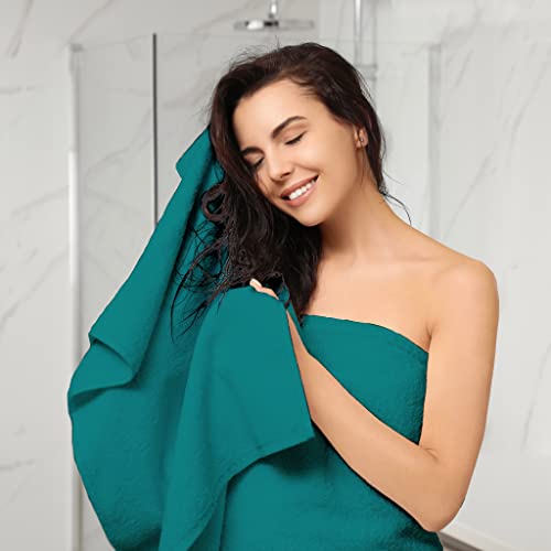 Sacred Thread 3-Piece Towel Set - 1 Bath Towel 1 Hand Towel 1 Washcloth - Egyptian Cotton - Fade Resistant, Fast Drying, Ultra Absorbent, Durable And Long-Lasting (Teal) #TOP2