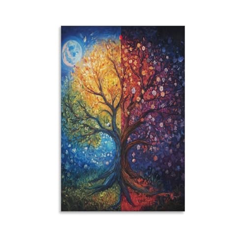 Impresiones lienzo del Árbol de la Vida con acabado textil para decoración vertical de salón