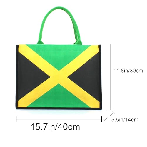 Image of Women's Canvas Tote Bag Waterproof Ribbon Beach Bag Jamaican Reggae Party Bag | Waterproof