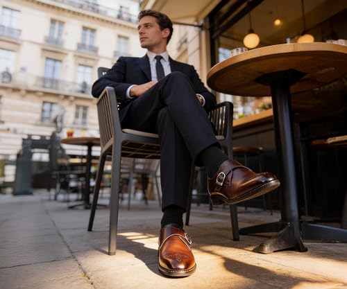 Image of LOUIS STITCH Formal Shoe for Men | Single Monk Strap | Handmade Patina Finish | Comfortable for Business Casual, Every Day, Parties (LSSXSM)