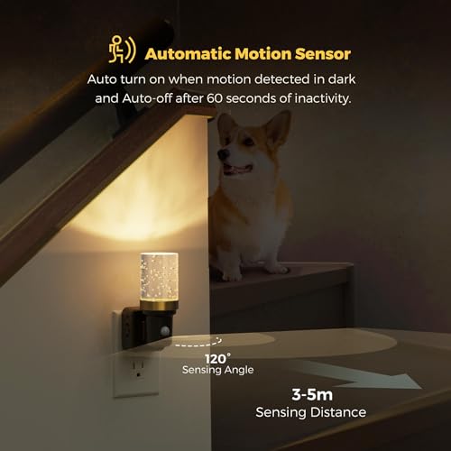 Image of L LOHAS LED Motion Sensor Night Light, Motion Activated Night Lights Plug into Wall, 0-100LM Dimmable Nightlight, 180Rotatable Plug in Night Light, 1W LED Bubble Nightlights for Bathroom Adults