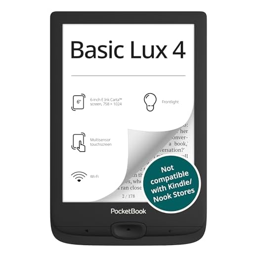 PocketBook Basic Lux 4 - Lector de libros electrónicos | Tecnología de tinta electrónica antideslumbrante de 6 pulgadas | Lector electrónico compacto y ligero | Luz frontal | Pantalla táctil | Wi-Fi |