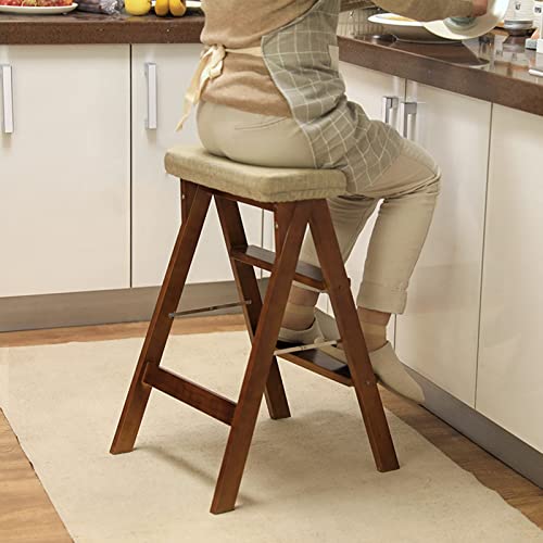 Taburete plegable de madera 3 escalones con cojín suave de alta gama 7