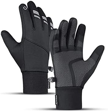 Rocking horce Winter Waterproof Warm Gloves Men Women Touch Screen Lightweight Windproof Gloves for Running Cycling Driving and Outdoor Work (Black, X-Large)
