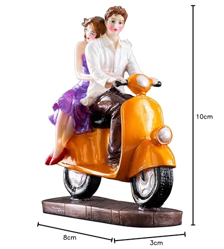 Image of Love Couple on Scooter Statue | Romantic Showpiece for Home Decor, Bedroom and Living Room | Valentine's Day, Anniversary and Gift Item - Multicolor (Pack of 1)