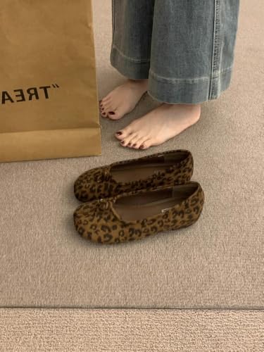 ZQW Ballet Flats for Women Leopard Tabi Shoes Split Toe Wide Width Comfortable Slip-On Walking Shoes for Everyday Wear2