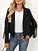 LILLUSORY Womens Cropped Fringe Faux Suede Leather Fall Jackets Western Cowgirl Country Concert Outfits Black XL
