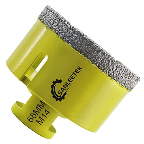 Diamond Tile Drill Bits 68mm SANLEETEK Vacuum Brazed Diamond Hole Saw for Ceramic Porcelain Marble Granite M14 Thread