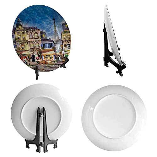 Kalen Paris Street Decorative Plate Wall Hanging Ceramic Plate Handmade Ceramic With Display Stand For Home Parties Wedding Collection Decor Porcelain Plates - 7 Inches #TOP7