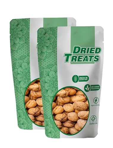 Image of Dried Treats Dried Fruits Nuts And Seeds (Kashmiri Sabut Walnuts /Walnut With Shell, 400g (2x200g))