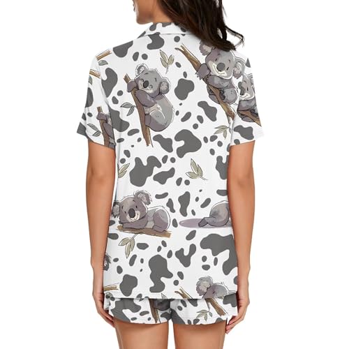Image of Pjs Womens Short Sleeve Button Down Pajamas Set Two-Piece Nightwear with Pockets
