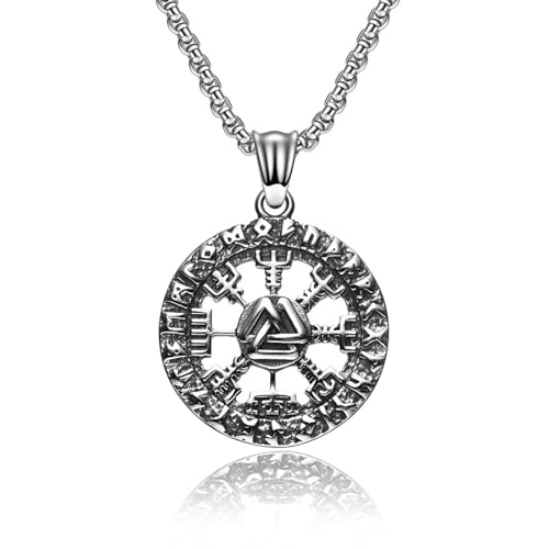Chaîne Viking homme acier inoxydable pendentif rune finitions or de haute qualité