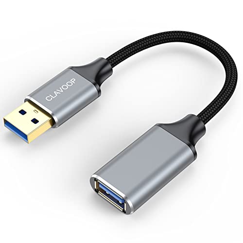 CLAVOOP Short USB Extension Cable 6 inch, USB A 3.0 Extender Male to Female Cord Braided Compatible with Flash Drive, Printer, Camera, Mouse, Keyboard, Headset, Phone