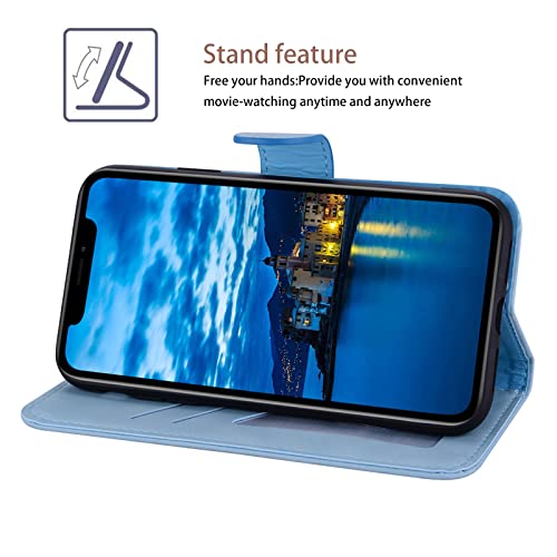 Bartern Flip Case for iPhone X/iPhone XS,Cute Elephant PU Leather Folio Flip Wallet Phone Case Cover with Card Holder Magnetic Closure and Stand Feature for iPhone X/XS,Blue - Image 4