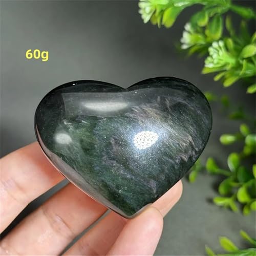 Cuarzo en forma corazón de obsidiana arcoíris tallado a mano con acabados finos 3