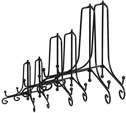 LIONWEI LIONWELI 6 Pack Iron Display Stand, Black Iron Easel Plate Holder Stand for Displaying Pictures, Plates, Books and Arts (4, 6, 8 inch)