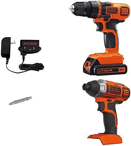 BLACK+DECKER 20V MAX Cordless Drill and Impact Driver, Power Tool Combo Kit with Battery and Charger (BD2KITCDDI)
