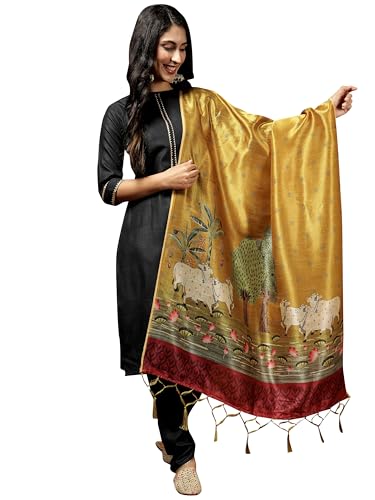 Image of EthnicJunction Women's Cotton Blend Kurta Pant Dupatta Set with Digital Print Dupatta | Karva Chauth Special Kurta