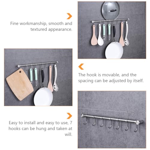 Perchero de pared de acero inoxidable con 7 ganchos móviles 6