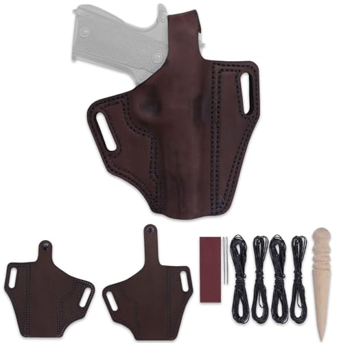 Leather Holster Kit Compatible for 1911 (5.00in Barrel) - Thumb Break Design - Espresso - (Right Hand) - DIY Craft Kit with 8-9oz Leather and Tools Included - USA Made