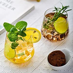 Image of WQR Italian Premium Whiskey Glasses Set of 8 | 370ML Old Fashioned Scotch Glass | Imported Tumblers for Bourbon Wine Cognac Cocktail | Best Gift (8,RV:)