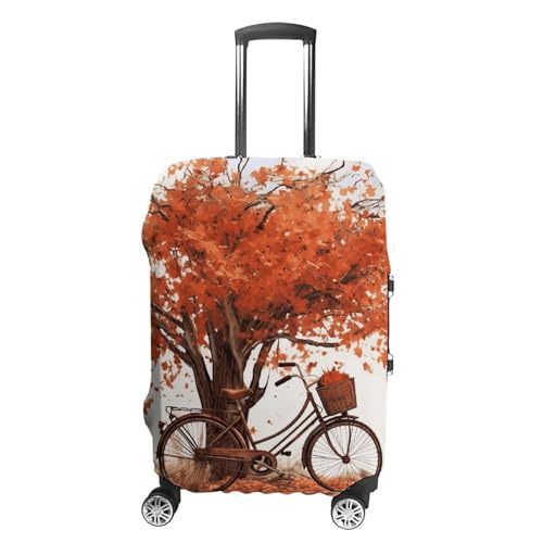 Travel Luggage Cover Elastic Suitcase Protector Anti-Scratch Washable Autumn Tree With Aged Old Bike Luggage Sleeve Tsa Approved Carry on Covers Baggage Cover Fits 18-32 Inch Luggages