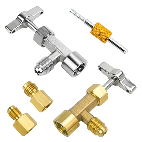 CALPOSE R134a Can Tap R134a Self-Sealing and Puncture Style Refrigerant Can Tap for Automotive Air Conditioning Systems R134a Refrigerant Tools with Valve Core Removal and Tank Adapter