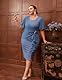 Hanna Nikole Damen Rundhalsausschnitt Bleistiftkleid Midi Cocktailkleid Damen Chiffon für Hochzeit Abendkleid Damen Knielang Gray-Blue 50