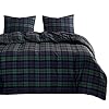Wake In Cloud – Plaid Comforter Set, Scottish Tartan Check Geometric Modern Pattern Printed in Dark Green and Navy Blue, Soft Microfiber Bedding (3pcs, Full Size)