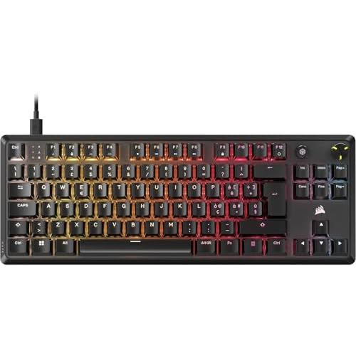 CORSAIR K70 CORE TKL RGB Tastiera da Gioco Meccanica Tenkeyless – Interruttori Lineari CORSAIR MLX Red v2 Pre-Lubrificati – SOCD – Smorzamento del Suono – Coprichiavi in ABS – QWERTY IT – Nero