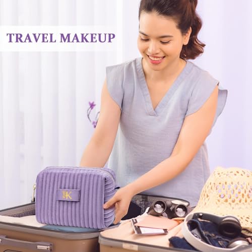 Image of COSHAYSOO Sister Birthday Gifts for Women Best Friend Bestie Friendship Fashion Makeup Bag Make Up Cosmetic Pouch Travel Size Toiletries Skin Care Essentials Organizer Purple Velvet Initial Letter Z